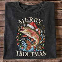 Merry Troutmas Rainbow Trout Christmas Fishing T-Shirt