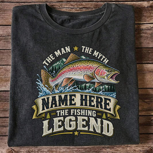 Personalized The Man The Myth The Fishing Legend Rainbow Trout T-Shirt