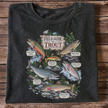 Field Guide to Trout Vintage Freshwater Fishing Graphic T-Shirt