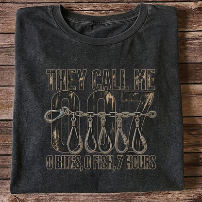 Zero Bites Fishing Hook Funny Graphic T-Shirt