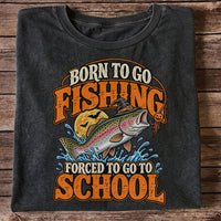 Born to Go Fishing Forced to Go to School Halloween Rainbow Trout T-Shirt