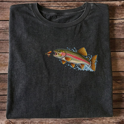 Rainbow Trout Chasing a Fly Fishing Graphic T-Shirt