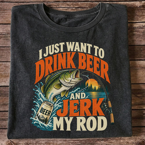 Drink Beer and Jerk My Rod Funny Bass Fishing T-Shirt