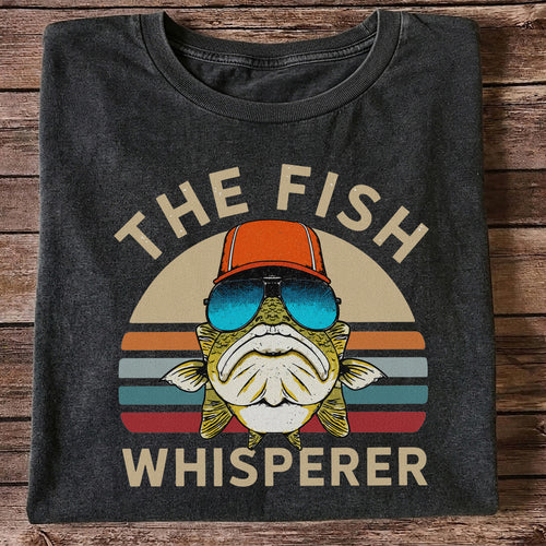 The Fish Whisperer Bass in Sunglasses Funny Fishing T-Shirt
