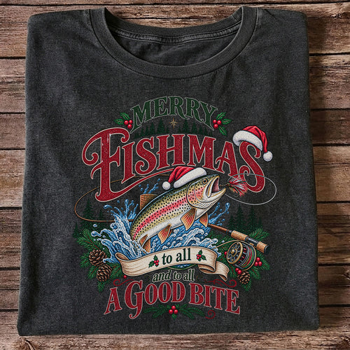 Merry Fishmas to All and to All a Good Bite Rainbow Trout T-Shirt