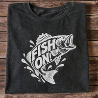 Fish On! Jumping Bass Fishing Distressed Graphic T-Shirt