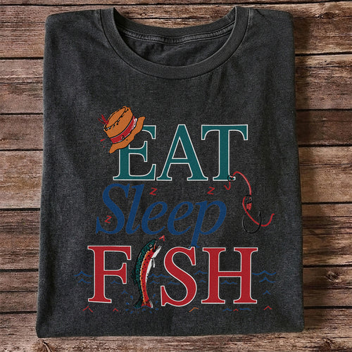 Eat Sleep Fish T-Shirt Trout Fishing Vintage Angler Tee