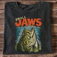 Small Jaws Bass Chasing a Fishing Lure Retro Graphic T-Shirt