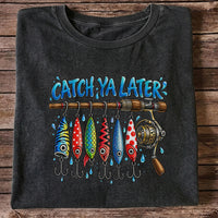 Catch Ya Later Funny Fishing Rod and Lures Graphic T-Shirt