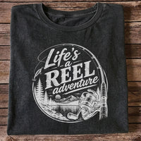 Life's a Reel Adventure Fishing Rod and Mountain Lake T-Shirt