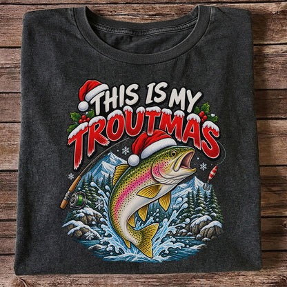 This Is My Troutmas Rainbow Trout Christmas Fishing T-Shirt