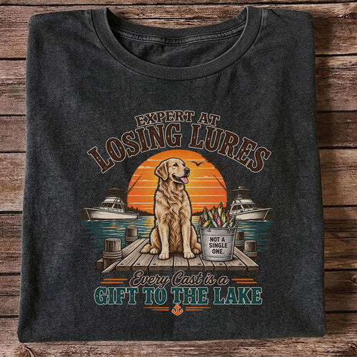 Expert at Losing Lures Golden Retriever Funny Fishing T-Shirt