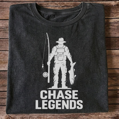 Chase Legends Fly Fishing Angler Silhouette Graphic T-Shirt