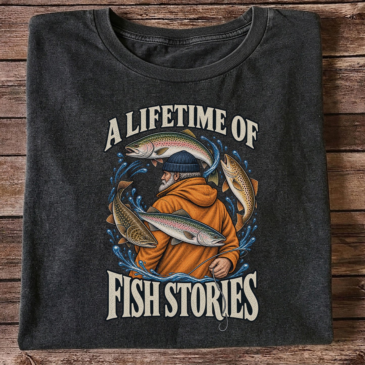 A Lifetime of Fish Stories Angler and Trout Fishing Graphic T-Shirt