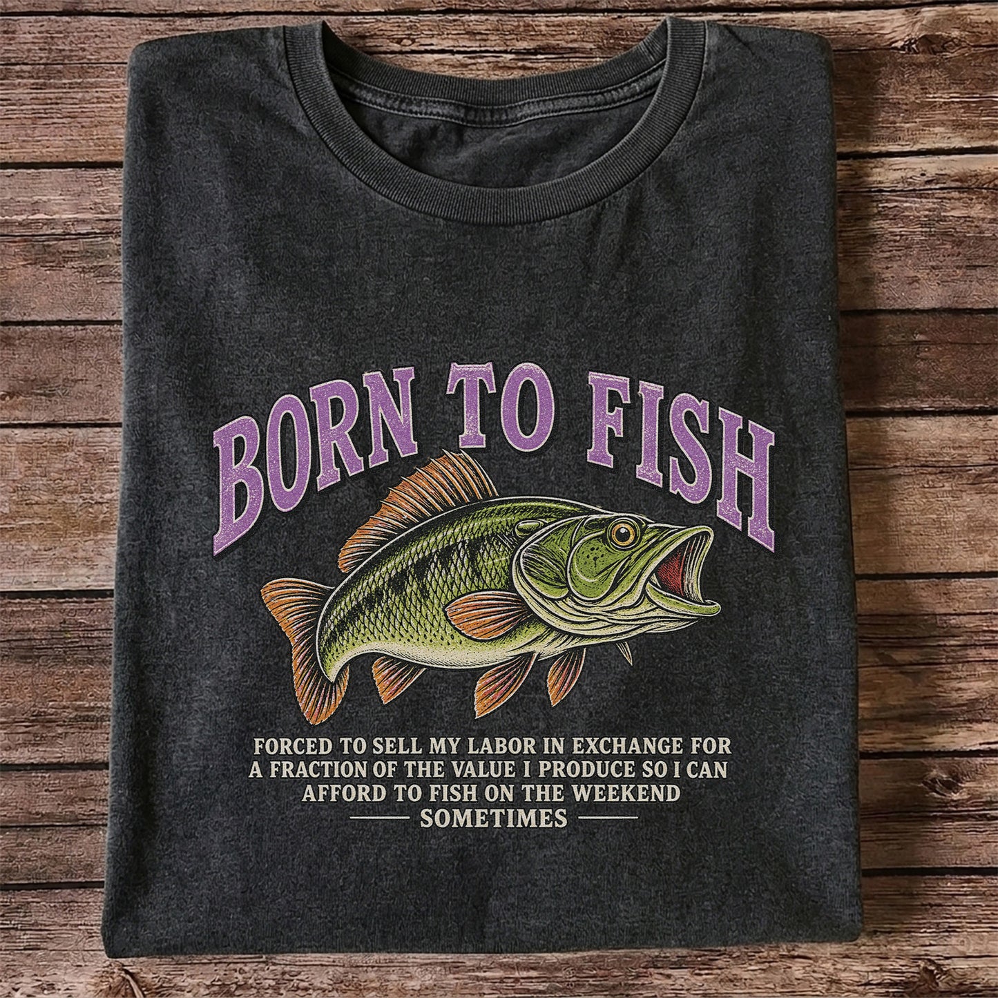 Born to Fish Funny Bass Fishing Graphic T-Shirt