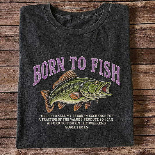 Born to Fish Funny Bass Fishing Graphic T-Shirt