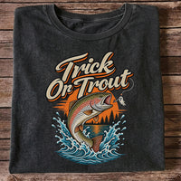 Trick or Trout Rainbow Trout Halloween Fishing T-Shirt