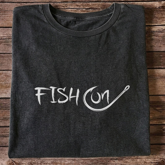 Fish On Fishing Hook Minimalist Graphic T-Shirt