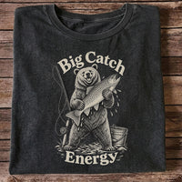 Big Catch Energy Bear and Trout Fishing T-Shirt