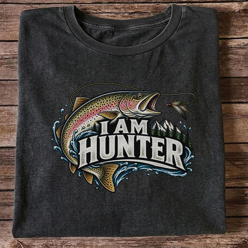I Am Hunter Rainbow Trout Fly Fishing Mountain Graphic T-Shirt