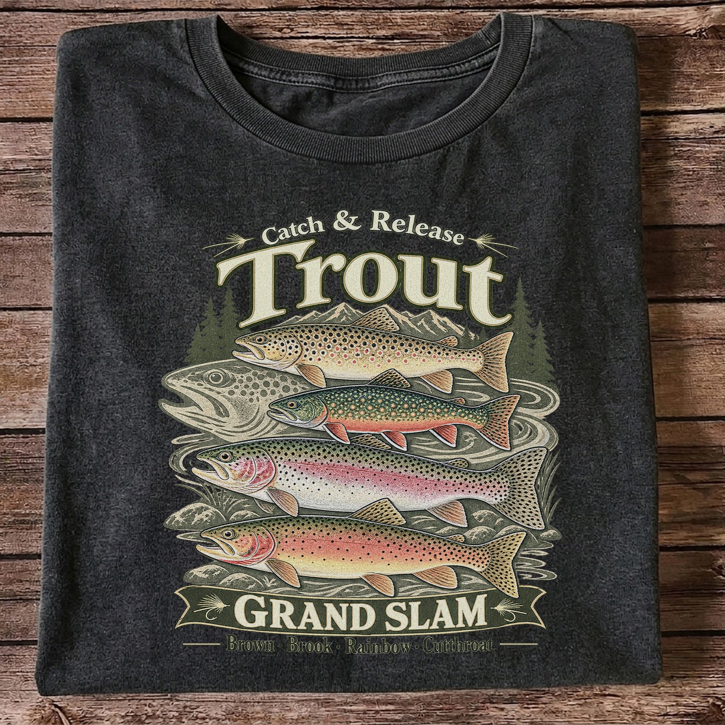 Catch and Release Trout Grand Slam Fishing Graphic T-Shirt