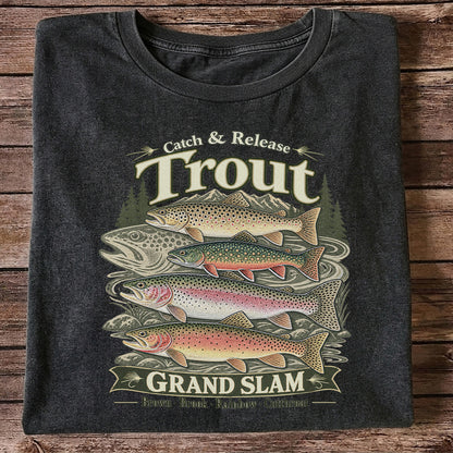 Catch and Release Trout Grand Slam Fishing Graphic T-Shirt