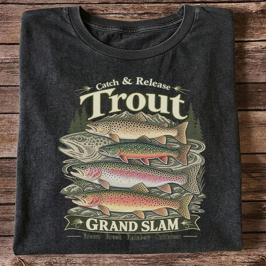 Catch and Release Trout Grand Slam Fishing Graphic T-Shirt