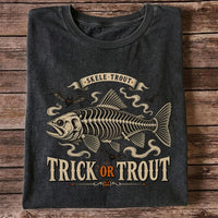 Skele-Trout Trick or Trout Halloween Fishing T-Shirt