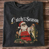 Catch of the Season Santa Bass Fishing Christmas T-Shirt