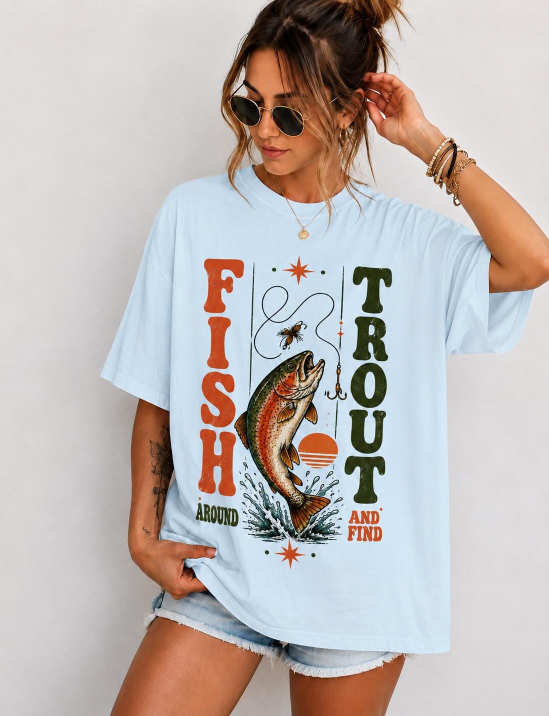 Retro Trout Fishing Graphic Tee