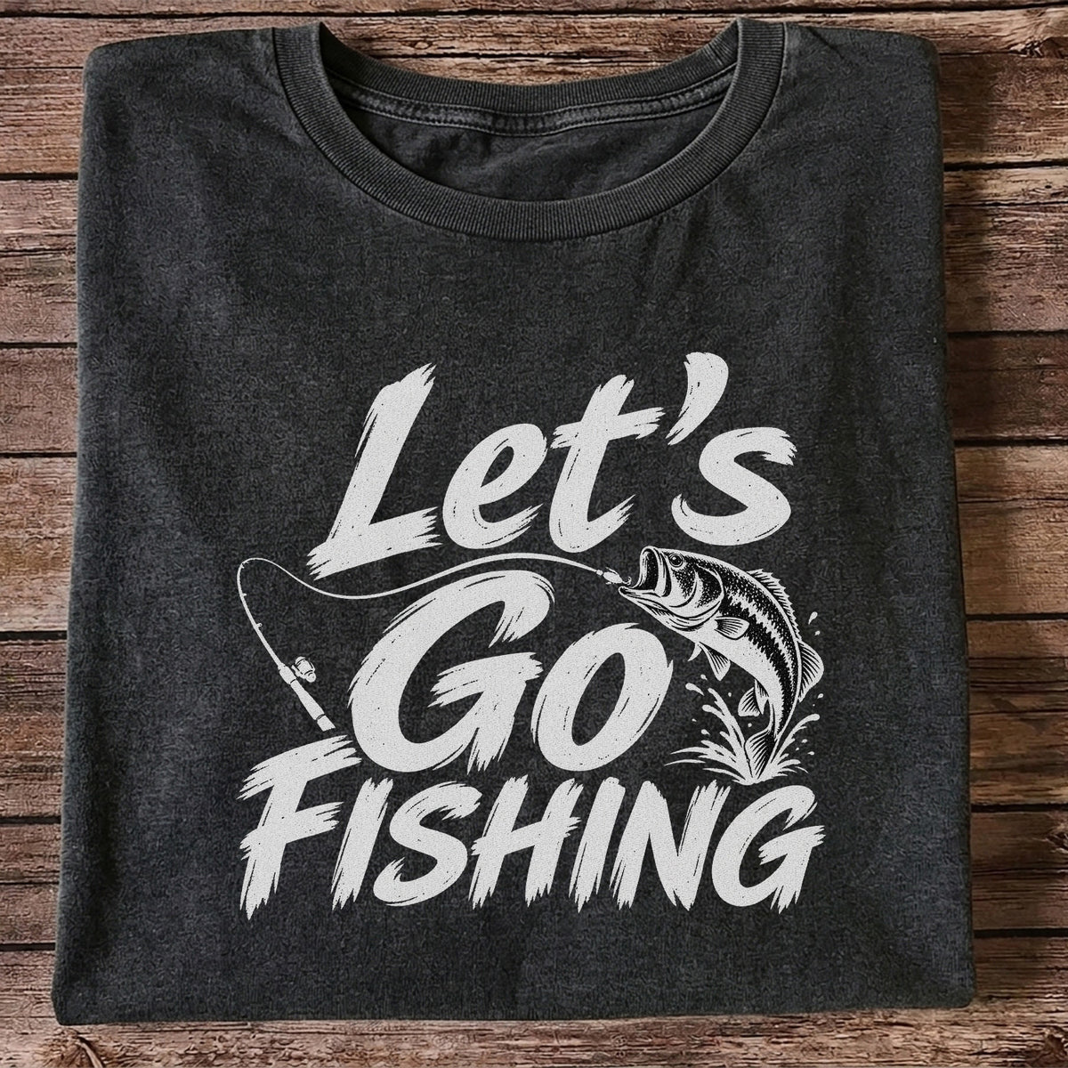 Let's Go Fishing with Jumping Bass Graphic T-Shirt