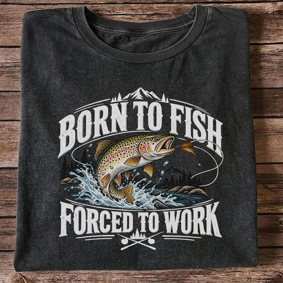 Brown Trout Mountain Lake Fishing Graphic T-Shirt