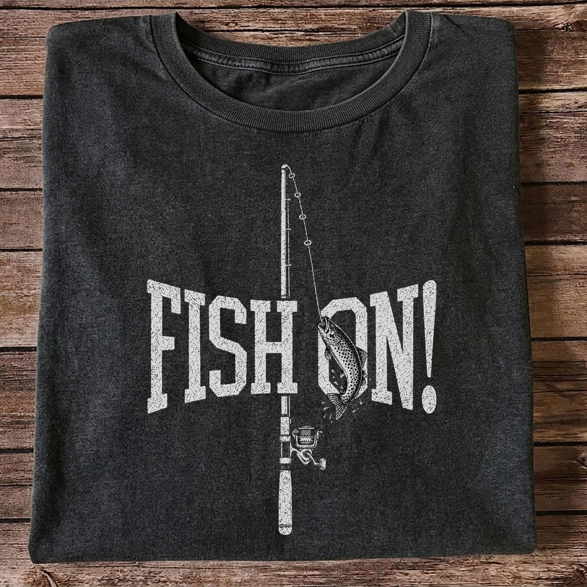 Fish On Trout and Fishing Rod Vintage Graphic T-Shirt