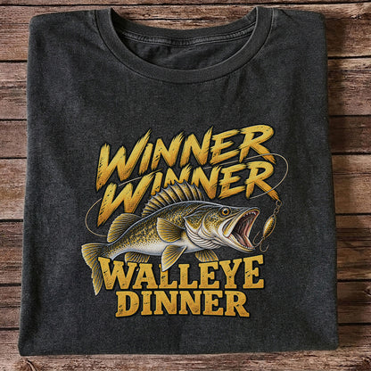 Winner Winner Walleye Dinner Funny Fishing Graphic T-Shirt
