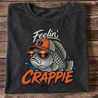 Feelin' Crappie Funny Fishing T-Shirt with Fish in Sunglasses