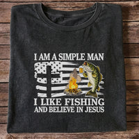 I Am a Simple Man Fishing Bass and Faith Graphic T-Shirt