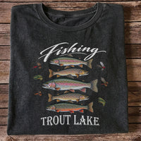 Fishing Trout Lake Vintage Trout and Flies Graphic T-Shirt