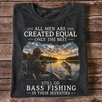 All Men Are Created Equal Funny 70th Birthday Bass Fishing Shirt for Men