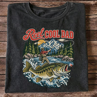Reel Cool Dad Largemouth Bass Fishing Graphic T-Shirt
