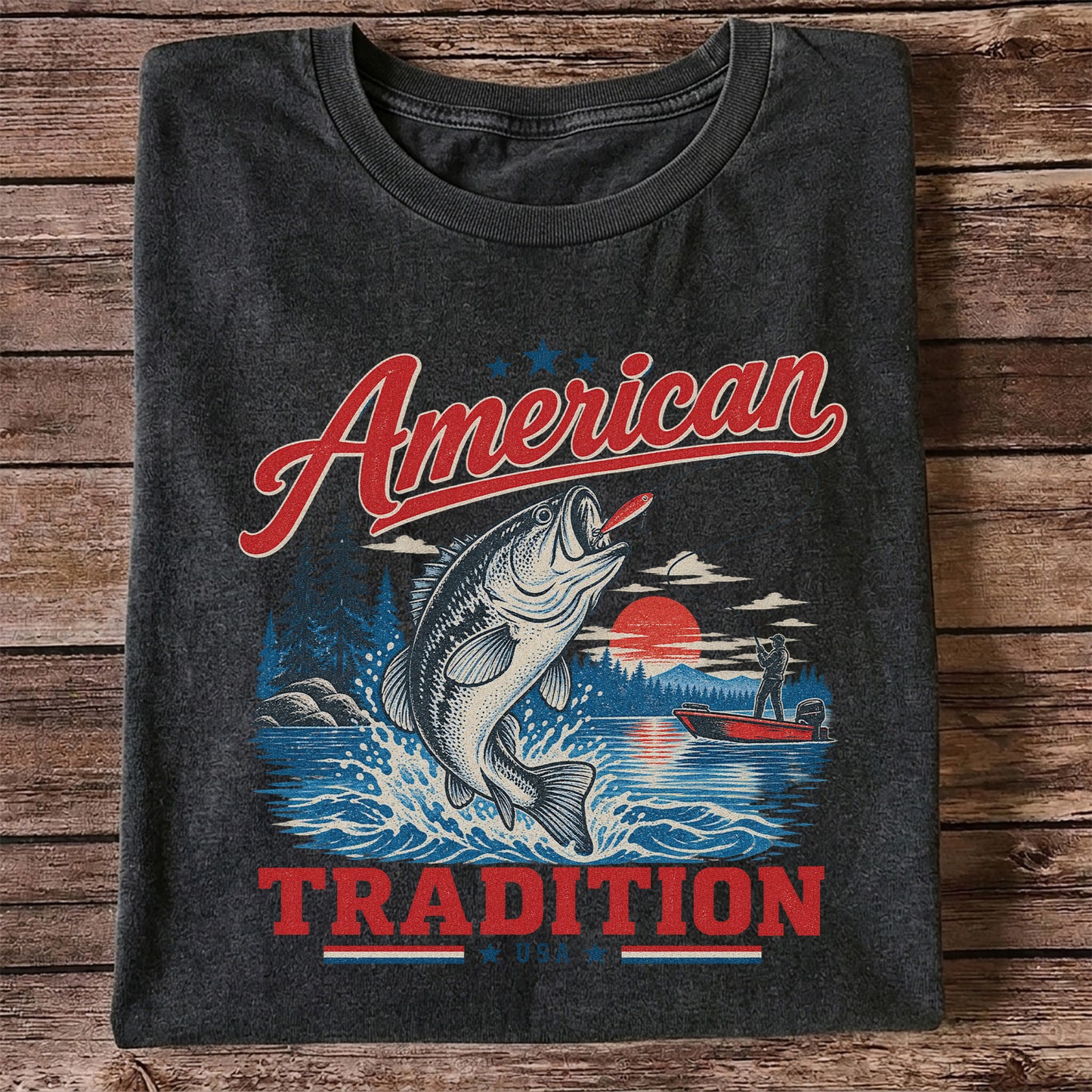 American Tradition Bass Fishing Graphic T-Shirt