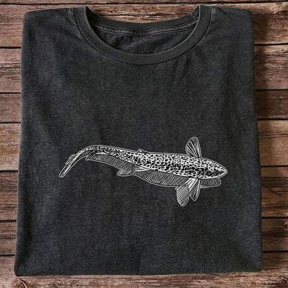 Burbot Fish Minimalist Line Art Fishing Graphic T-Shirt