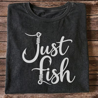 Just Fish Funny Fishing Hook Graphic T-Shirt