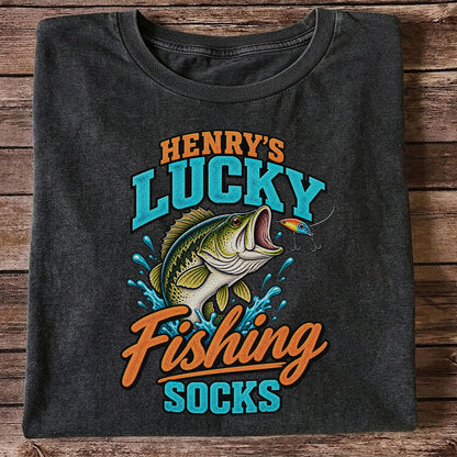 Henry's Lucky Fishing Socks Jumping Bass Graphic T-Shirt