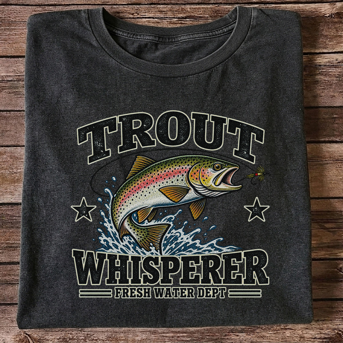 Trout Whisperer Fresh Water Dept Rainbow Tee, Trout Fishing T-Shirt