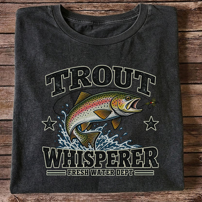 Trout Whisperer Fresh Water Dept Rainbow Tee, Trout Fishing T-Shirt