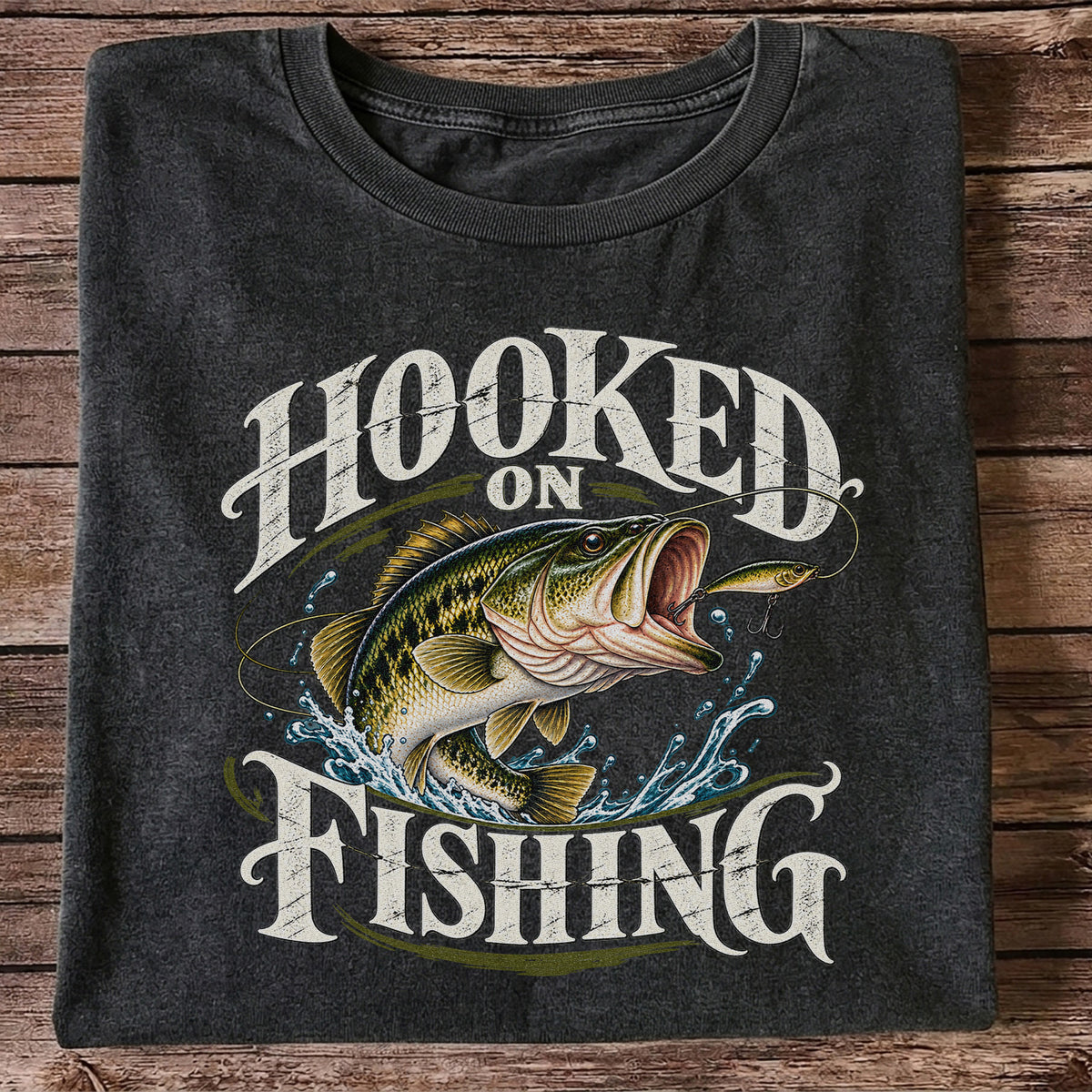 Hooked on Fishing Largemouth Bass Graphic T-Shirt
