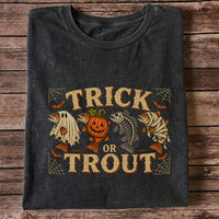 Trick or Trout Halloween Fishing Lineup Graphic T-Shirt