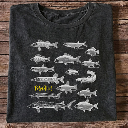 German Freshwater Fish Species Chart Fishing Graphic T-Shirt