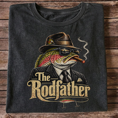 The Rodfather Rainbow Trout Gangster Funny Fishing T-Shirt
