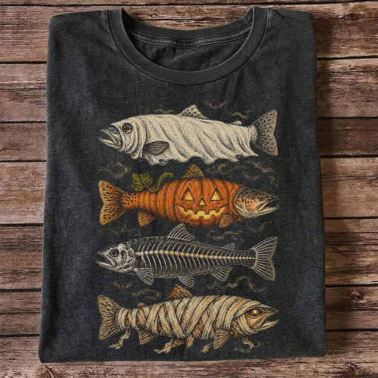 Vintage Halloween Fishing Shirt, Halloween Trout T-Shirt